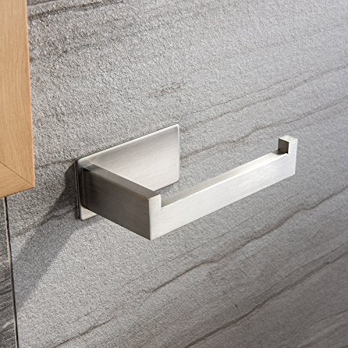 Yigii Toilet Paper Holder Adhesive Self Adhesive Toilet Tissue Holder For Toilet Roll Bathroom Stick On Wall Stainless Steel Brush