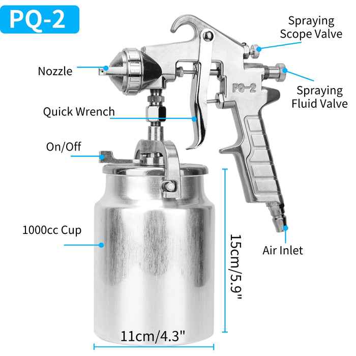 PQ-2 Siphon Feed Spray Gun, 2.0mm Nozzle, 1000cc Capacity, Professiona —  CHIMIYA