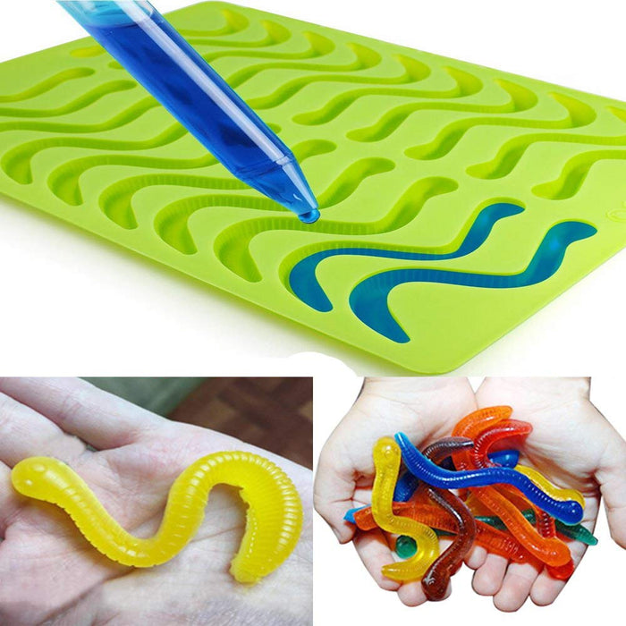 CHYIR Candy Silicone Molds & Ice Cube Trays,2 Pack Gummy Worm Molds 20 —  CHIMIYA