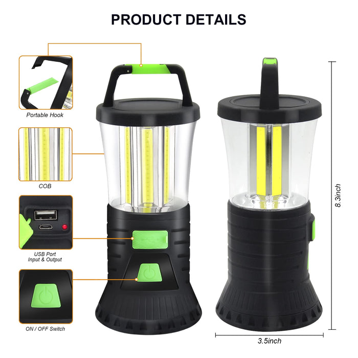 portable waterproof cob led camping lanterns