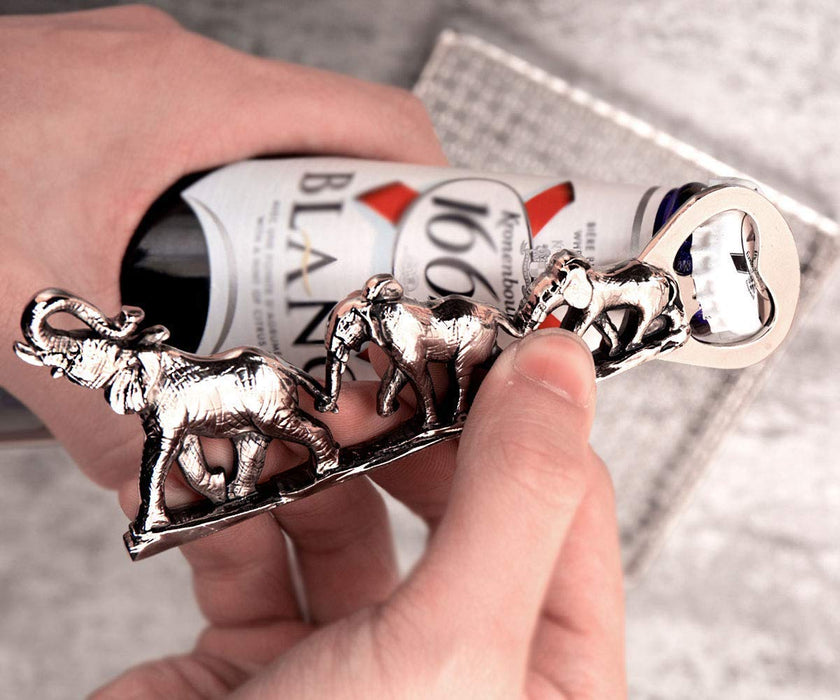 Elephant Bottle Opener, Unique Elephant s for Men, Women (Silver)