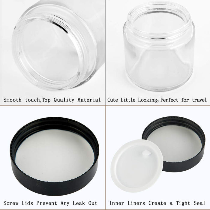 Clear Glass Jar w/ Smooth White Lid, 4 oz