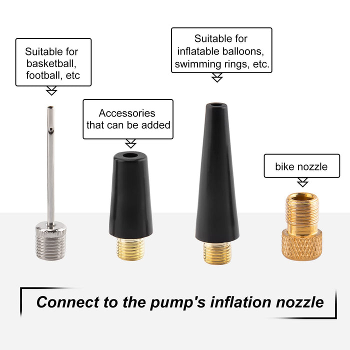 Pump Adaptor Set Kit 6 Pcs Needle Valve Connector Foot Ball Airbed Bicycle  Tyre.