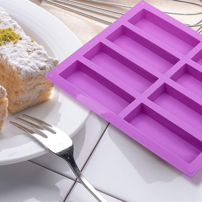 2 Pcs Large Rectangle Silicone Mold, Cereal Bar Molds, 8 Cavities Ener —  CHIMIYA