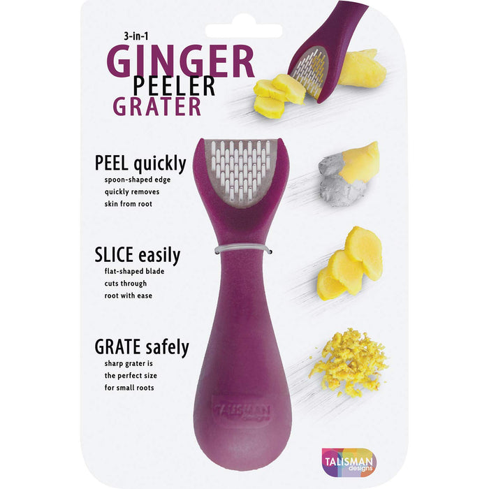 Talisman Designs 3-in-1 Ginger Peeler | Grater & Sliver | Grate Ginger,  Garlic, Turmeric & Nutmeg | Easy to Use Kitchen Utensil Tool | Stainless  Steel