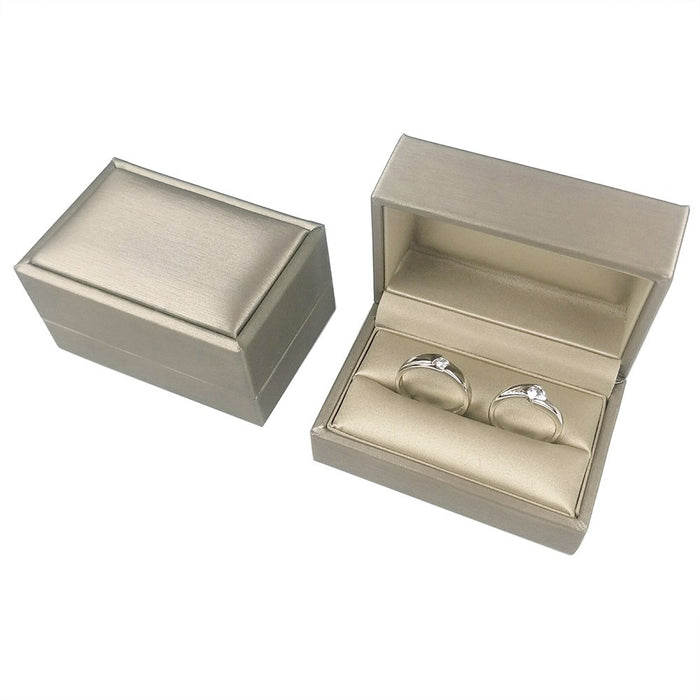 DesignSter Gold Bearer Ring Box – Premium PU Leather Double Rings Box for Wedding Engagement Box