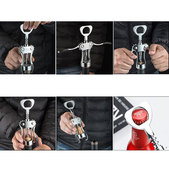 Lyanser Wine Corkscrew Pack of 3 Wing Corkscrew, Alloy Wine Opener with Alloy Wine Stoppers and Wine Foil Cutter, Multifunctional