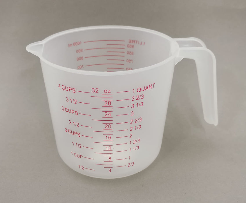 Large 4-Cup Capacity Clear Plastic Measuring Cups