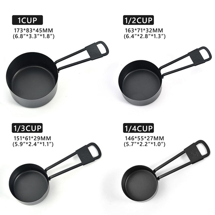 9PCS Set Stainless Steel Measuring Spoon Spray Paint Measuring Cup  Measuring Spoon Black Non-Stick Paint Scale Measuring Cup