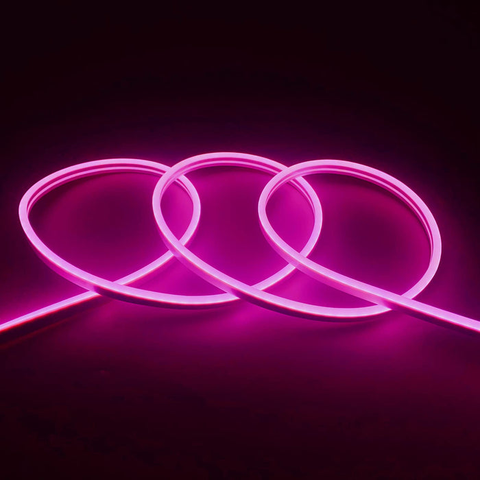 HOTRAN Neon LED Strip Light, 16.4ft Pink 12V Neon Rope Light, Waterproof  Flex Cuttable Silicone Strip Light for Indoor Outdoor Decoration (Power