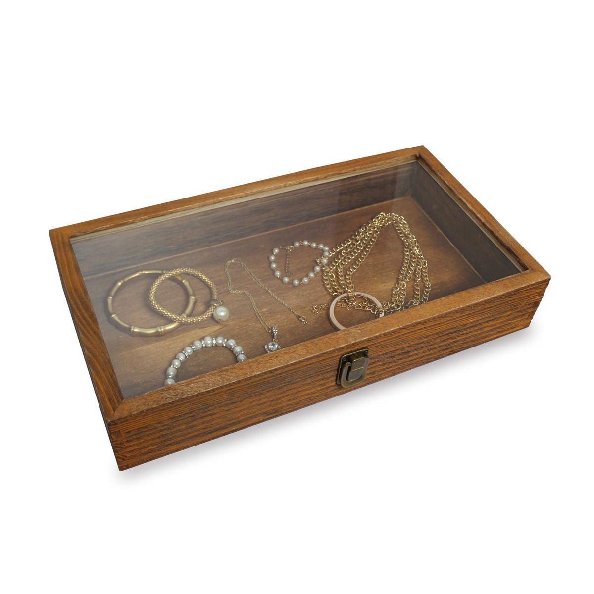 MOOCA Wood Top Jewelry Display Case Accessories Storage, Wooden Jewelr —  CHIMIYA