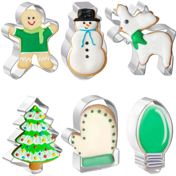 Cookie Cutters 6 PCS, Large Christmas Cookie Cutters by JOB JOL, 4''
