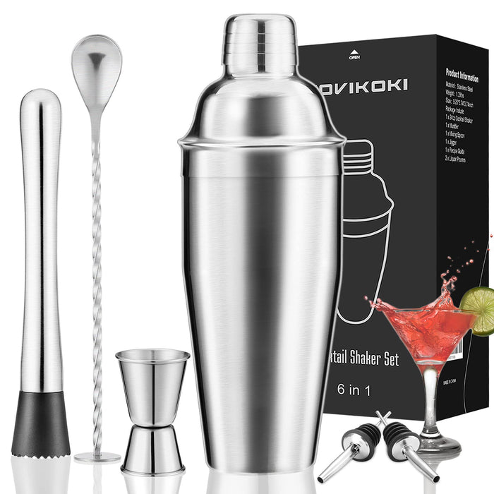  24oz Cocktail Shaker Bar Set - Professional Margarita Mixer  Drink Shaker and Measuring Jigger & Mixing Spoon Set - Professional  Stainless Steel Bar Tools Built-in Bartender Strainer for Martini Kit: Home