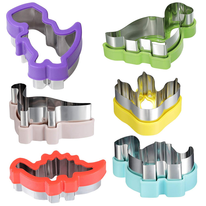 Dinosaur Cookie Cutters Set, 6pcs, Stainless Steel Shaped Cookie Candy Food Cutters Molds for DIY, Kitchen, Baking