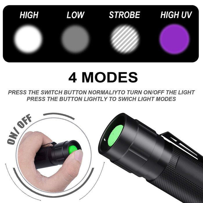 UV Flashlight Black Light 2 in 1 2 Pcs,UV Light LED Black Light