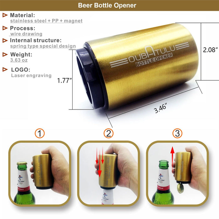 Automatic Beer Bottle Opener Magnetic Push Down Bottle Opener No Damage to Bottle Cap (Gold)