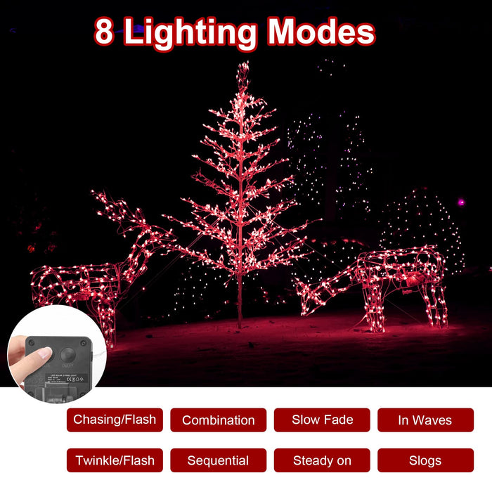Red Solar String Lights Outdoor Valentines Day Decoration, Solar Fairy Lights,16.4Ft 50Led Ip65 Waterproof Wire Lighting