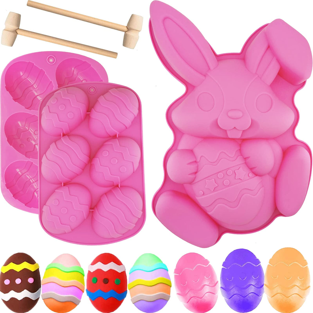 3Pcs Large Bunny Mold Easter Egg Mold, 3D Rabbit Bunny Easter Egg Shap —  CHIMIYA
