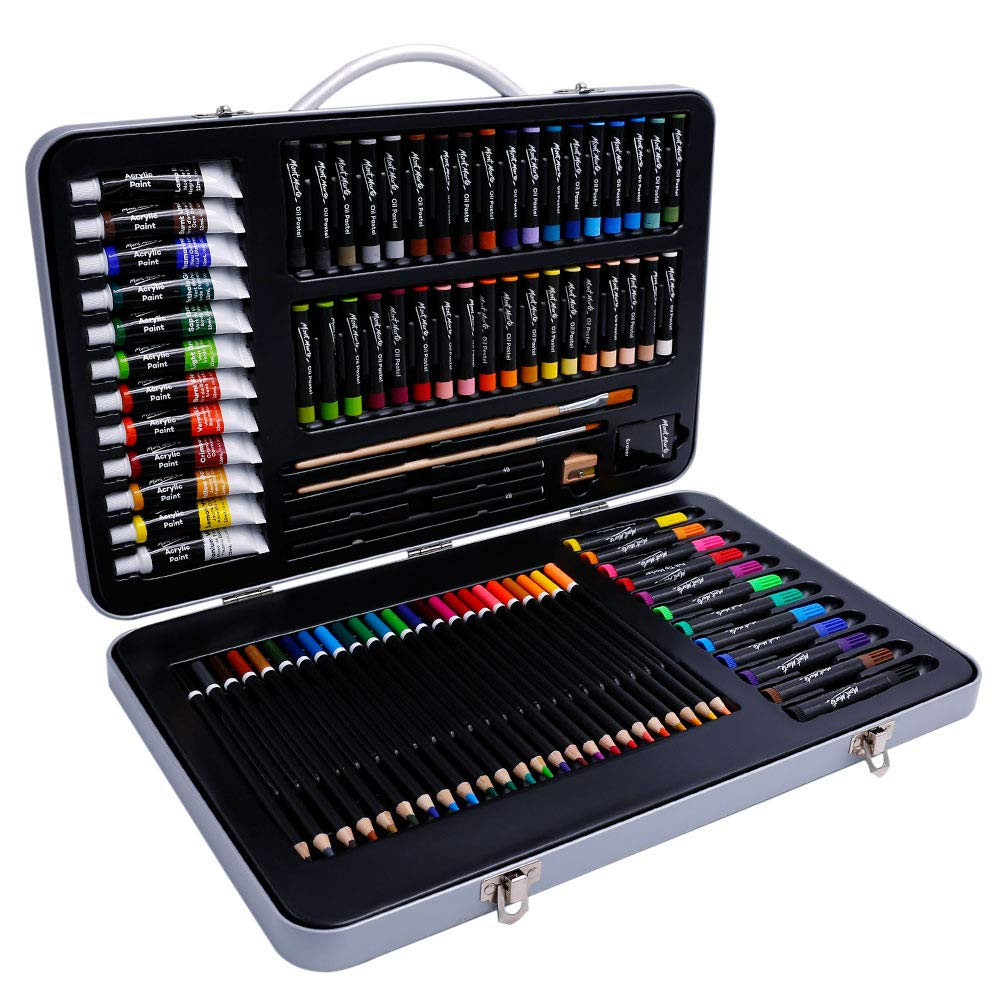 Art 101 USA Deluxe Art Set with 119 Pieces in a Wood Organizer