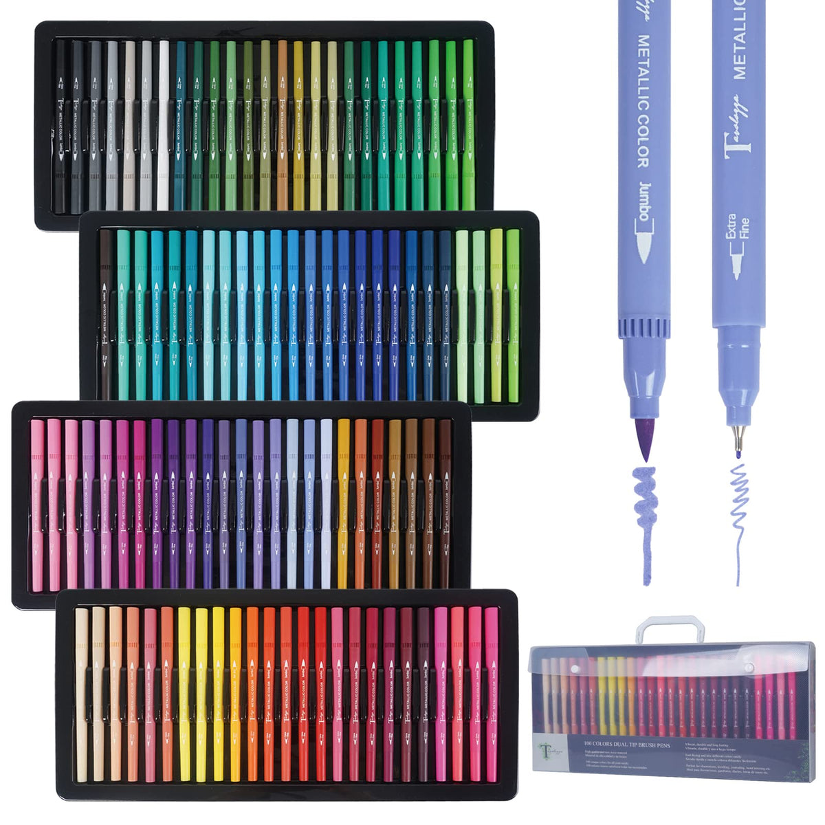 Dual Tip Brush Pen,120 Colored Dual Tip Markers Calligraphy Pens, Dual —  CHIMIYA