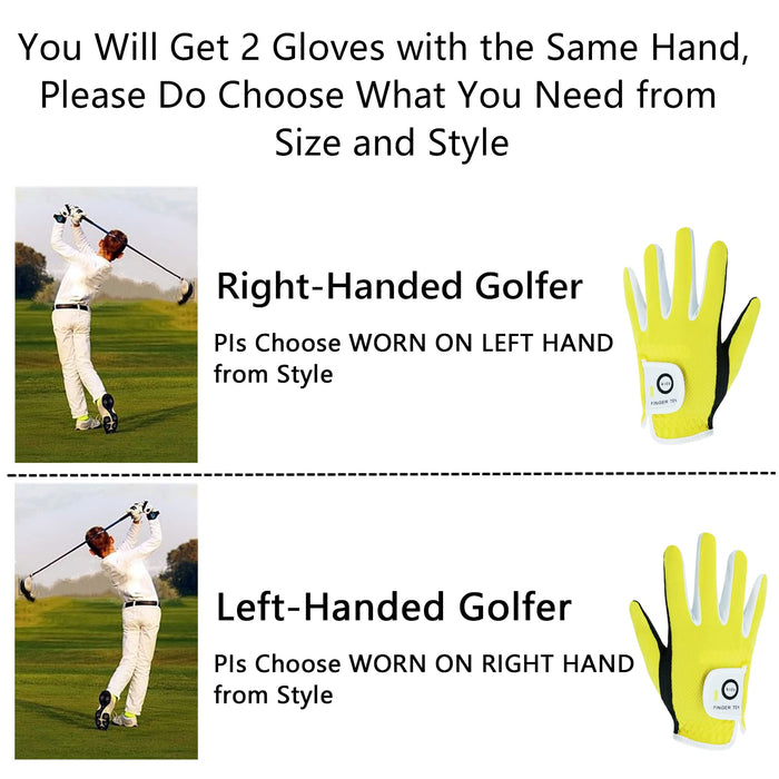 FINGER TEN Golf Gloves Junior Kids Youth Toddler Boys Girls Left Hand Right Hand Dura Feel White Blue Red Yellow Golf Glove Extra Value 2 Pack Age 4-11 Years Old
