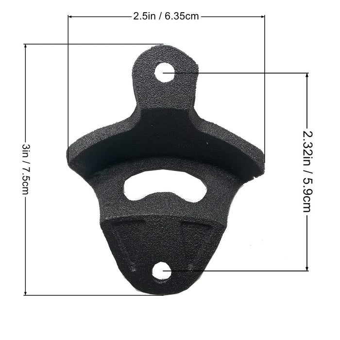 Jumiok Satin Black Cast Iron Wall Mount Beer Bottle Opener Durable Open Here for Man Cave Farmhouse Bar (Pack of 4)