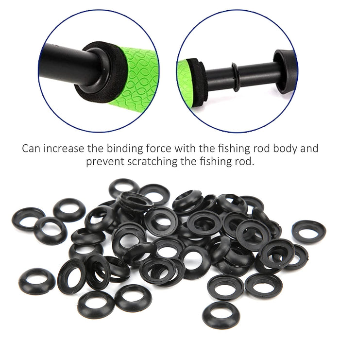 Alomejor 60PCS Rubber Ring Winding Check Fishing Rod Elastic Winding Check Dress Ring for Fly Spinning