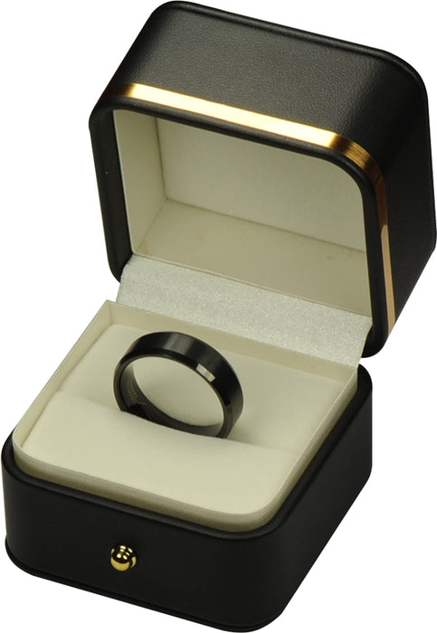 Ring Box for Wedding Proposal Engagement for Men Women Luxury Soft Touch Premium Black Color PU Leather Ring Jewelry Holder Box