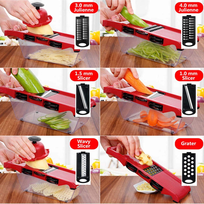 Multi Purpose Vegetable Chopper Mandolin Slicer Grater with Container All  in 1