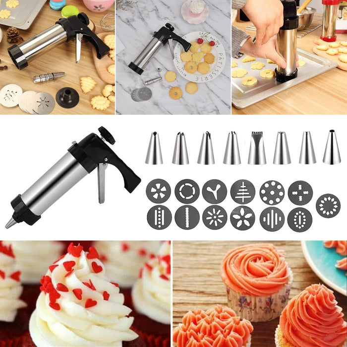 1pc Cookie Maker Stainless Steel Cookie Press Gun Kit Biscuit