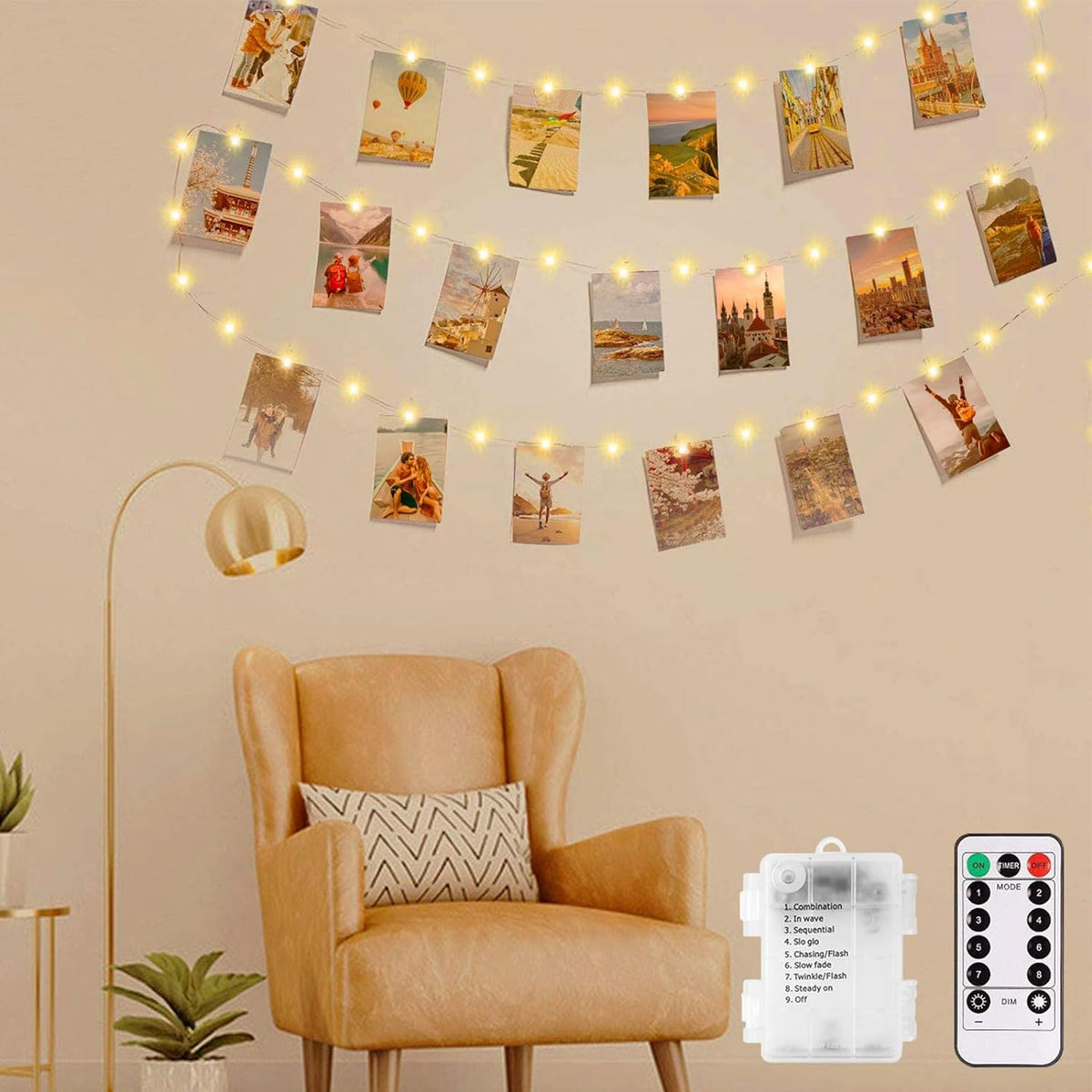 LECLSTAR 50 LED Photo Clips String Lights, 17ft with Remote - 8 Modes Fairy  Lights to Clip on Pictures, Photos, Cards