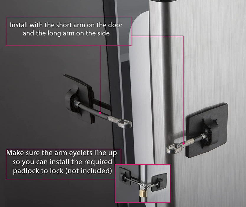 2-Pack Guardianite Premium Refrigerator Door Lock with Built-In Keyed Lock (2-Pack Black)