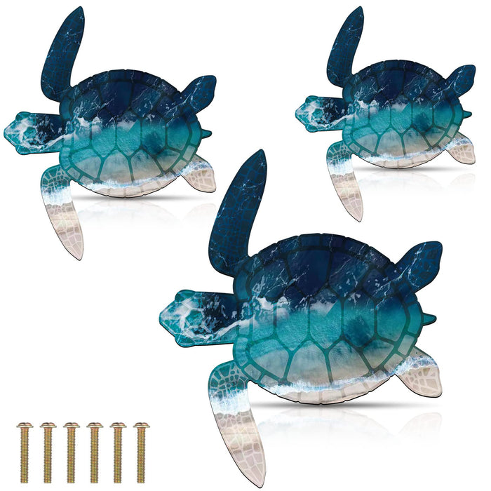 3 Sizes Metal Sea Turtle Wall Decor Iron Beach Art Wall Decor Blue Oce —  CHIMIYA