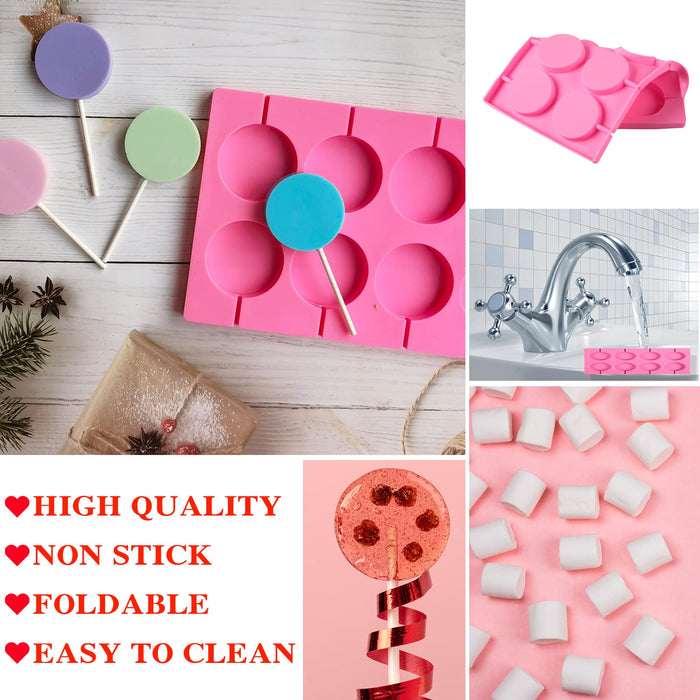 Webake Silicone Sphere Lollipop Hard Candy Chocolate Molds with 100 Pa