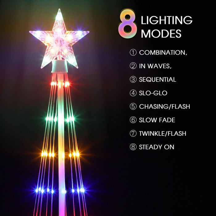 Brightown LED Christmas Cone Tree Light with Star Topper, 6ft 265 LED  Outdoor Lightshow Christmas Tree with 8 Modes Remote, Dimmable Artificial Christmas  Tree for Porch Yard Patio Indoor Decorations 
