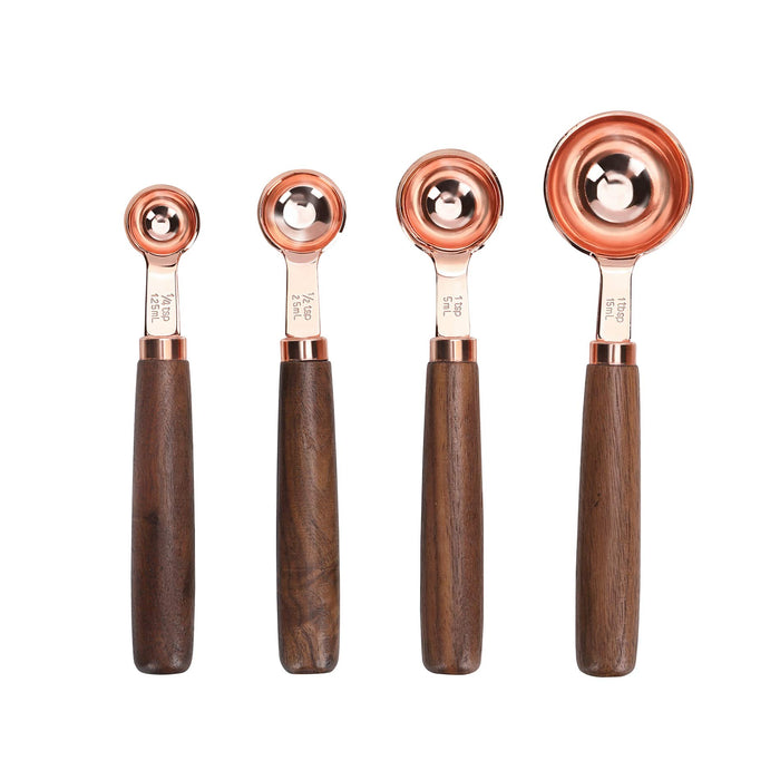 Measuring Cups and Spoons Set with Wooden Handle Stainless Steel Measuring  Measuring Spoon Cup 