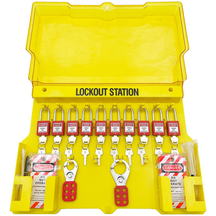 Lockout Tagout Station,Loto Kits, Includes 14 Key Different Padlocks with  Numbers, 4 Lockout Hasps, 40 Lockout Tags, 20 Nylon Cable (Big Lock  Station)
