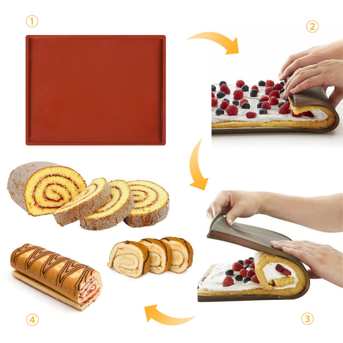Swiss Roll Cake Mat 31*27cm Baking Tray Sheet Jelly Roll Pan Cake Sushi  Roll Silicone Mat Baking Tool Kitchen Accessories random color