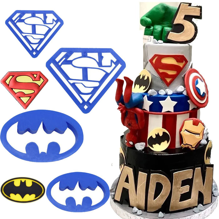 Anyana 4pcs set Super Hero Batman Superman cartoon Cookie impression Cutter pastry stamp biscuit mold Sugarcraft Cake Decoration