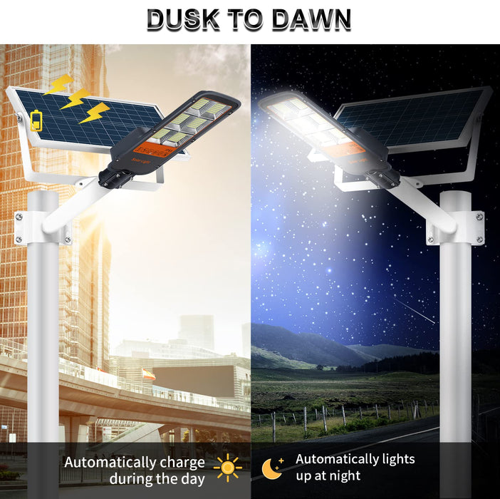 Gebosun 500W Solar Street Light，480 LED Dusk to Dawn Outdoor Lighting for Security, Solar Flood Light Motion Sensor Outdoor Light for Parking Lot, Yard, Garden,Patio, Driveway