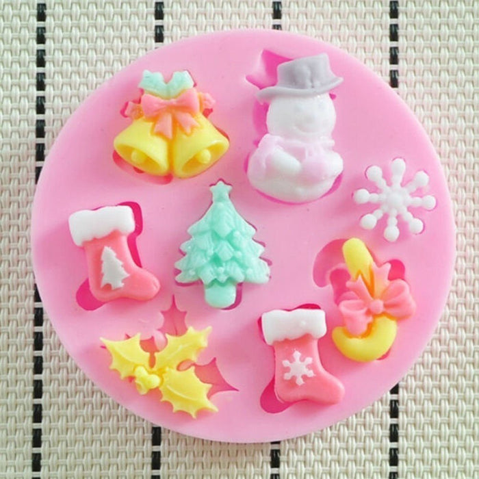Silicone Fondant Cake Mould, Christmas Silicone Mold Mould Making Candy Chocolate Muffin Cupcake For Fimo Resin Polymer Clay Sugarcraft Fondant