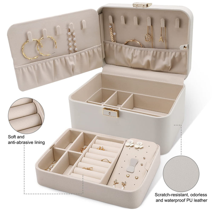 Double-Layer PU Leather Portable Jewelry Box Jewellery Storage