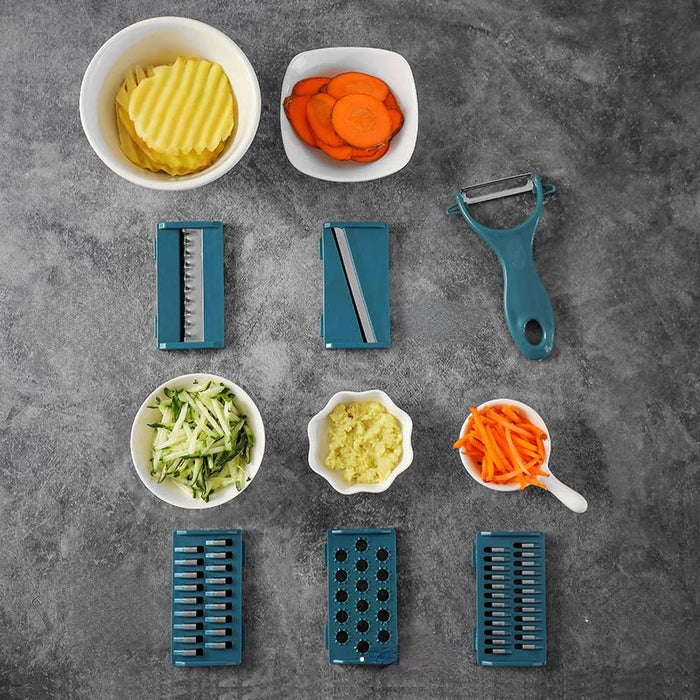 Multifunctional Slicer 6 in 1 Vegetable Cutter with Container Adjustable Slicer Fruit Potato Peeler Carrot Grater Kitchen Tool