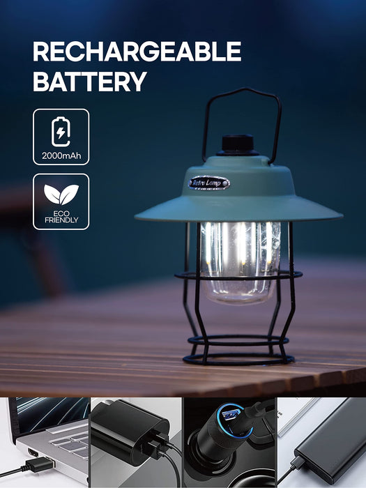 Retro Type-C USB Rechargeable Portable LED Lanterns Lamp Hanging Emergency  Camping Flashlight for Outdoor Tent Fishing Hiking