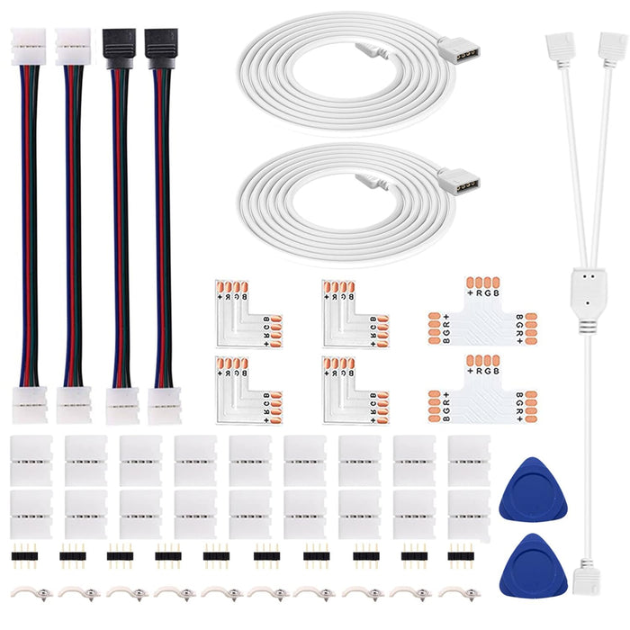 Icreating Led Strip Connector 4 Pin, Rgb 5050 Led Light Connectors Kit Includes L Shape Led Connectors For Strip Lights 4Pin