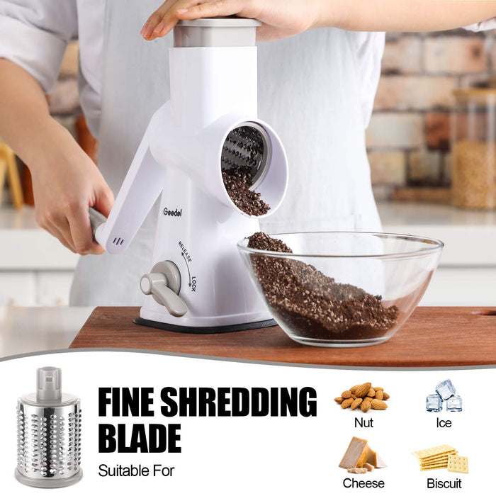 Rotary Cheese Grater, Mandoline Vegetable Slicer with 3 Detachable
