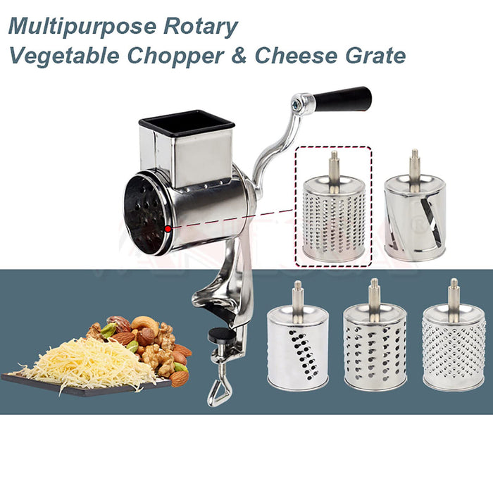 Manual Rotary Cheese Grater, Kitchen Speed Round Tumbling Box Shredder —  CHIMIYA