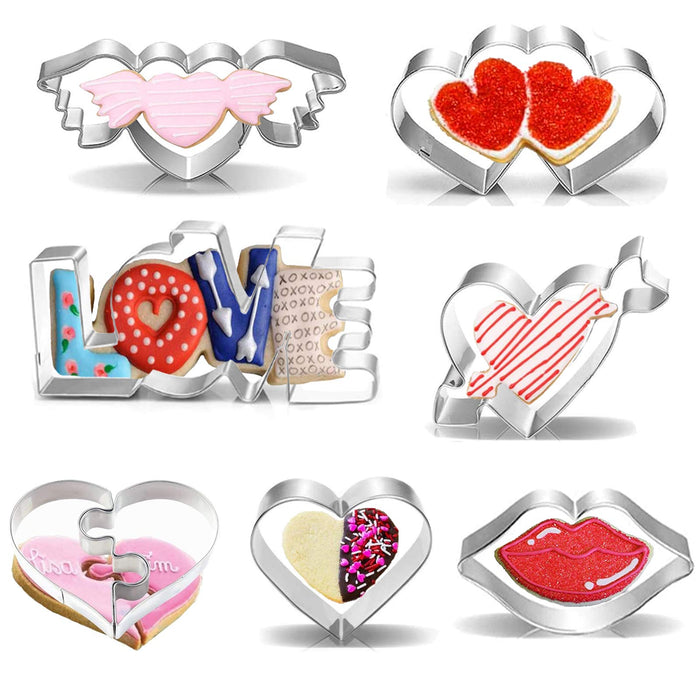 Biscuit Moulds for Valentine's Day, 8PCS Stainless Steel Cookie Cutters Biscuit Moulds LOVE Heart Lip Shaped Mould