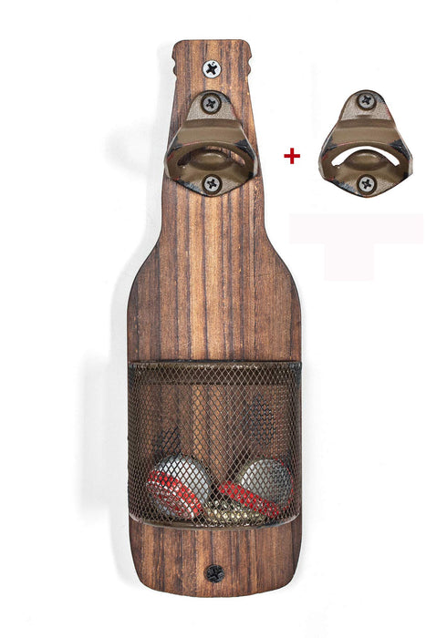 Wall Mounted Bottle Opener, Reclaimed Wood, Beer Bottle Catcher