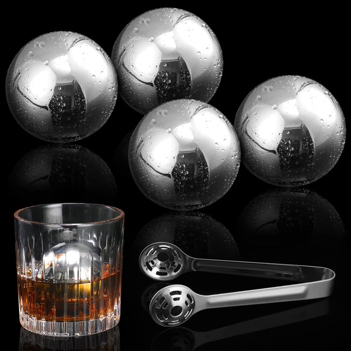 Whiskey Balls Reusable 55mm, Bourbon Gifts for Men, Whiskey Ice Stones with  Tongs, for Dad Who Has Everything, Anniversary Birthday Gifts for